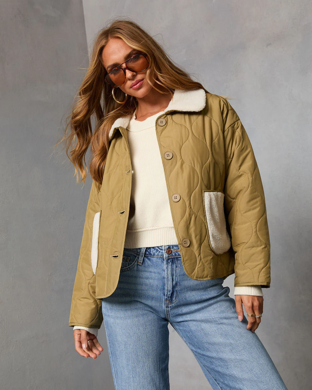 Glazed Mornings Sherpa Trim Quilted Puffer Jacket - Image 5
