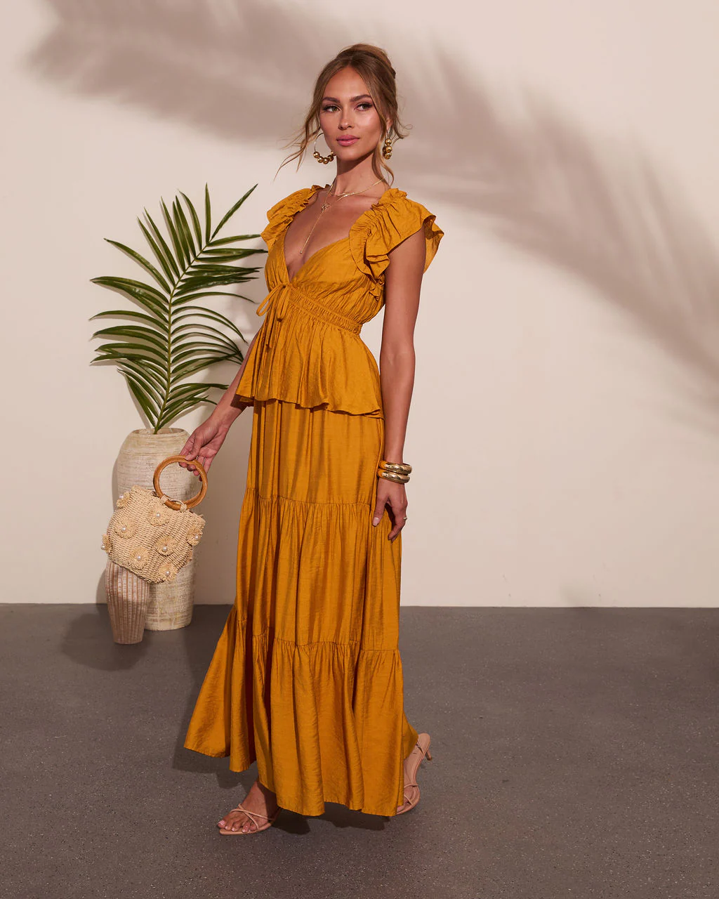 Glow Tiered Peplum Maxi Dress - Image 3
