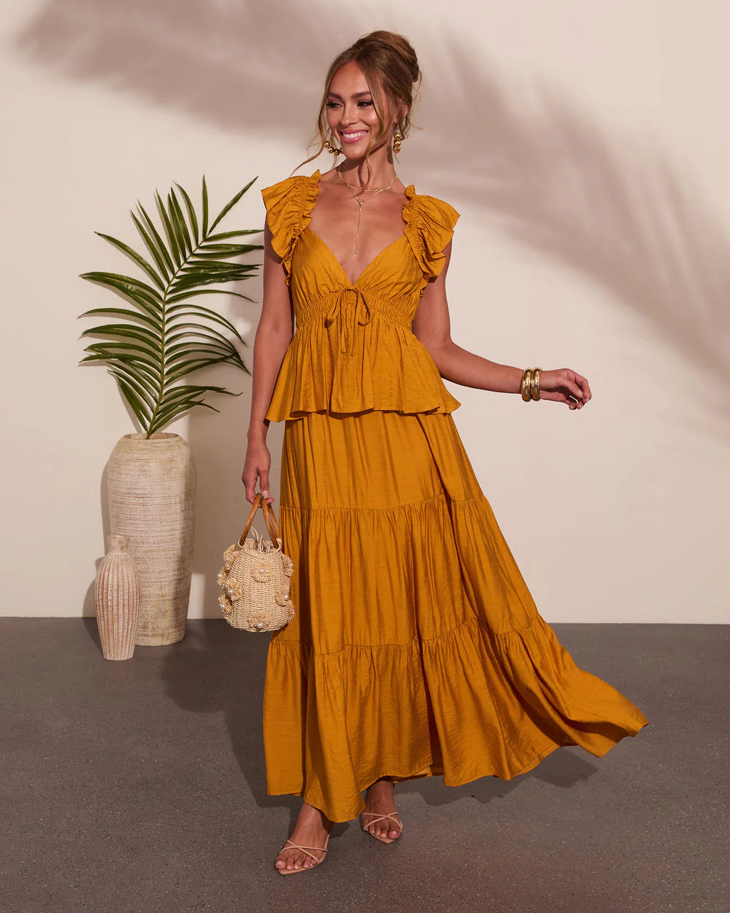 Glow Tiered Peplum Maxi Dress - Image 5