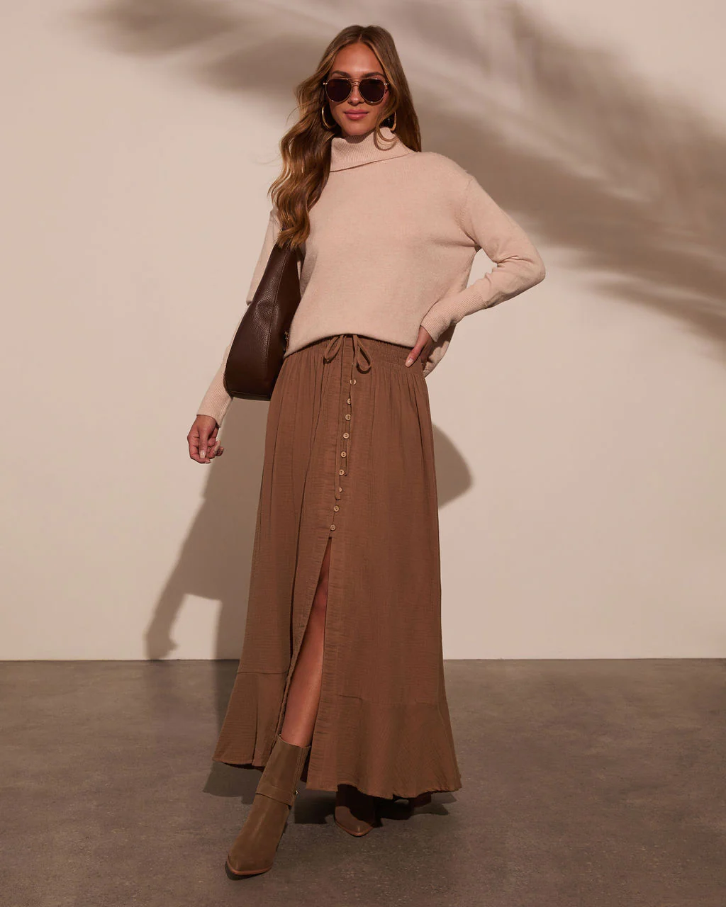 Serves Up Tie Waist Button Down Maxi Skirt - Image 17
