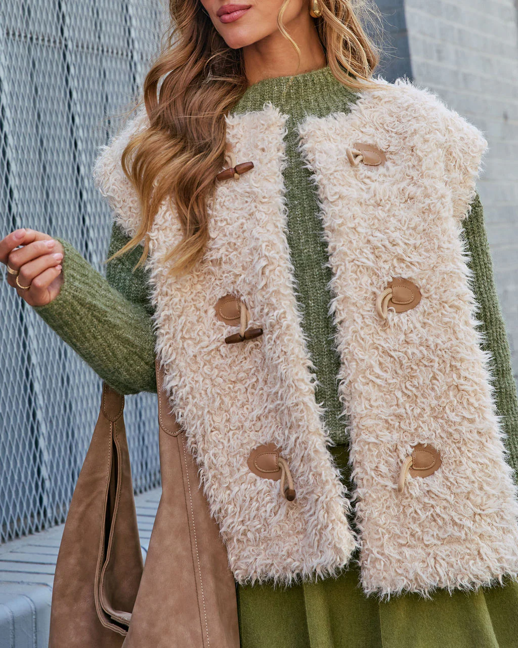Golden Haze Shaggy Fur Vest - Image 5