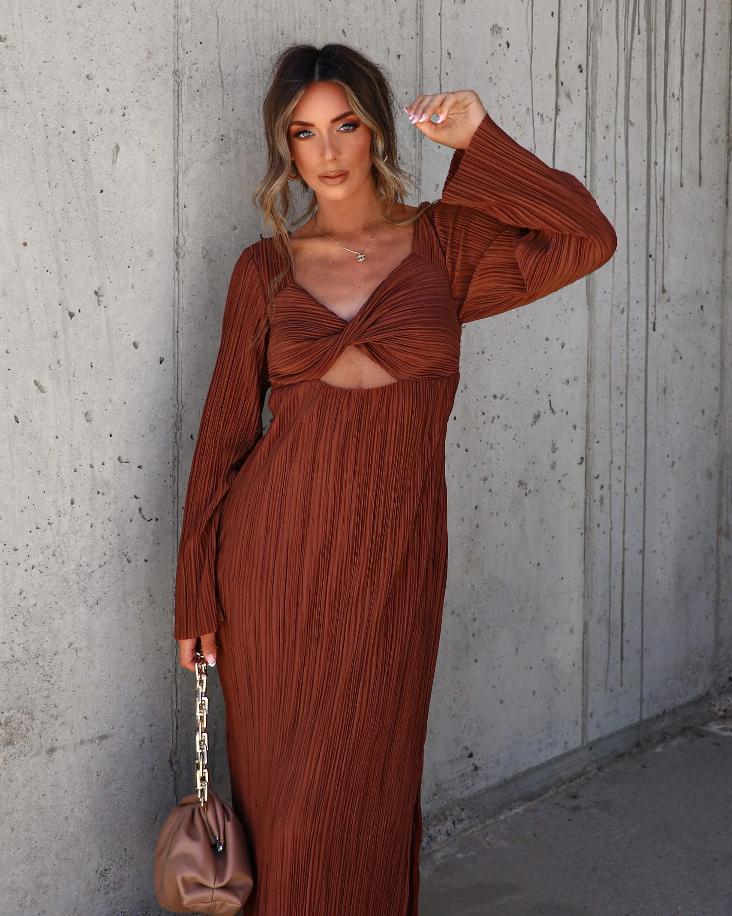 Grand Entrance Plisse Cutout Maxi Dress - Image 2