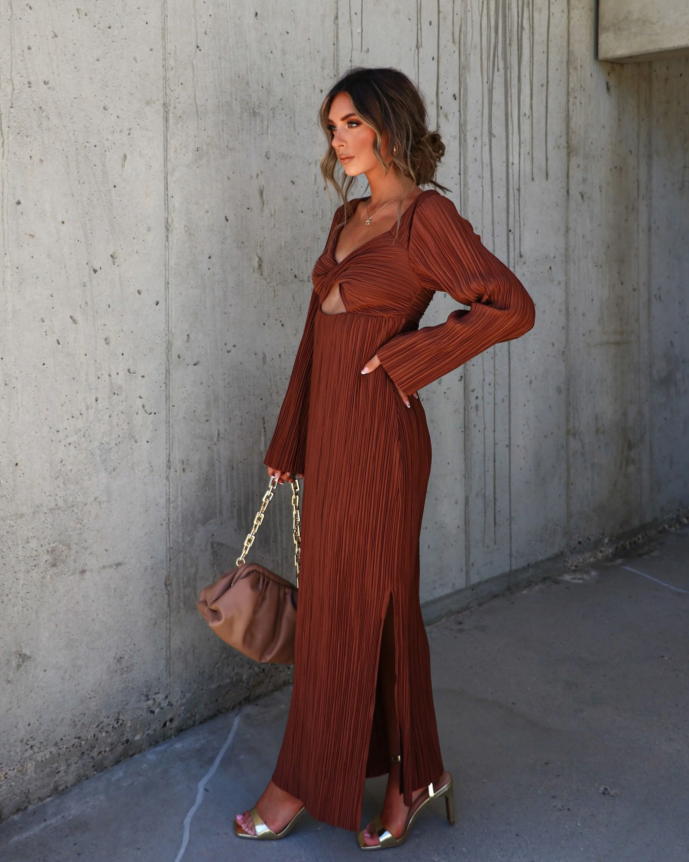Grand Entrance Plisse Cutout Maxi Dress - Image 3