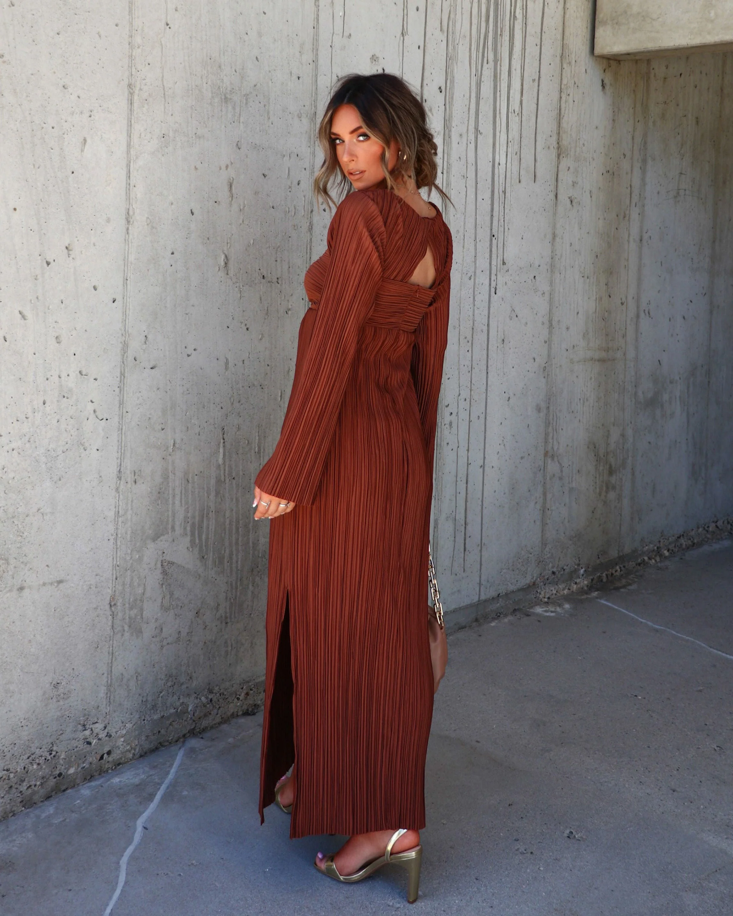 Grand Entrance Plisse Cutout Maxi Dress - Image 4