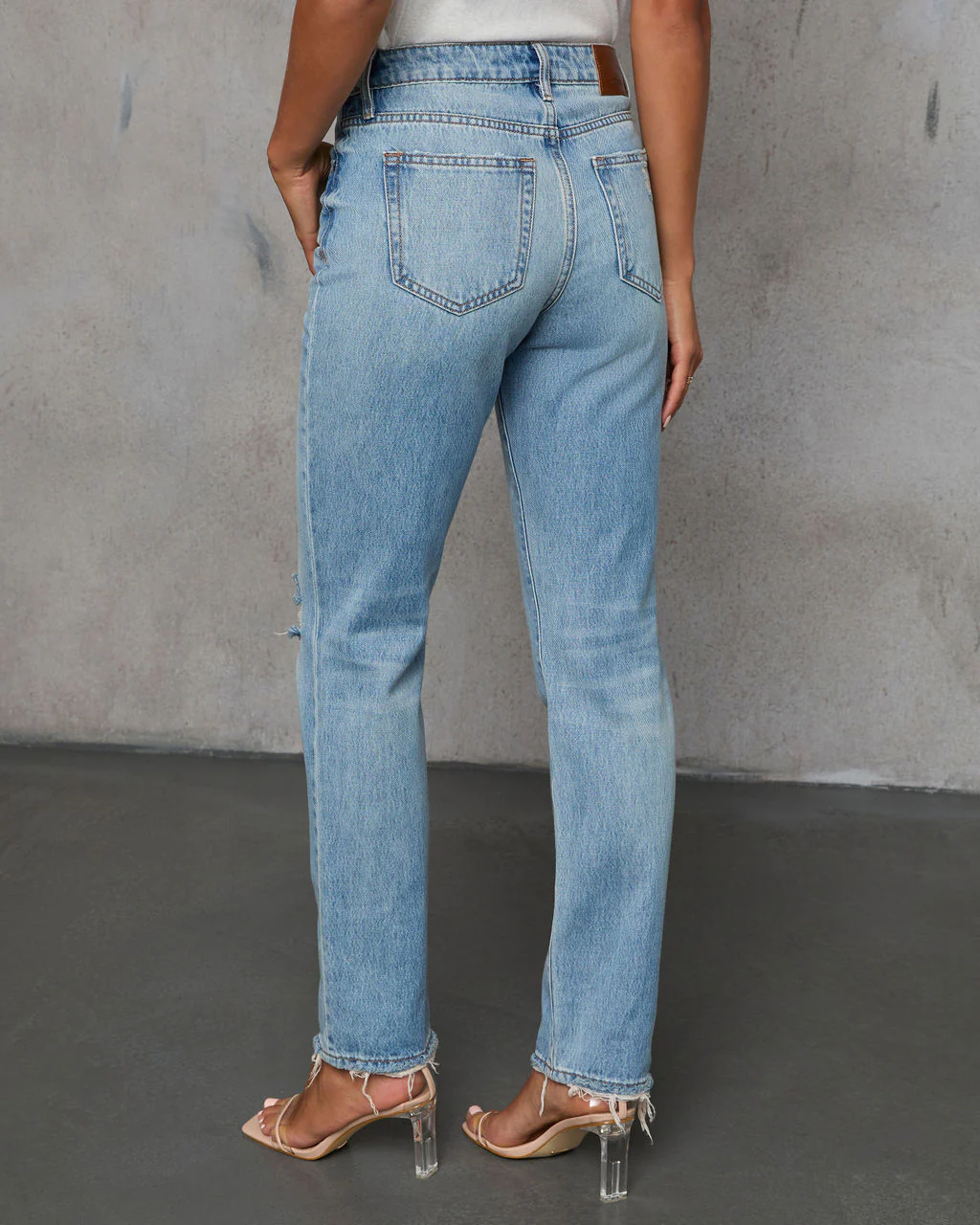 Grazie Rigid Cropped High Rise Distressed Jeans - Image 4