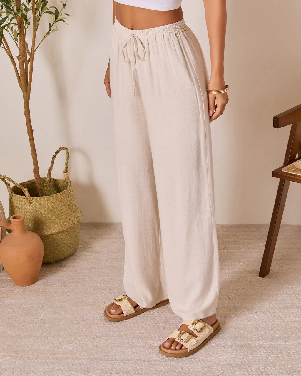 Grecian Glow Linen Wide Leg Pants - Image 3