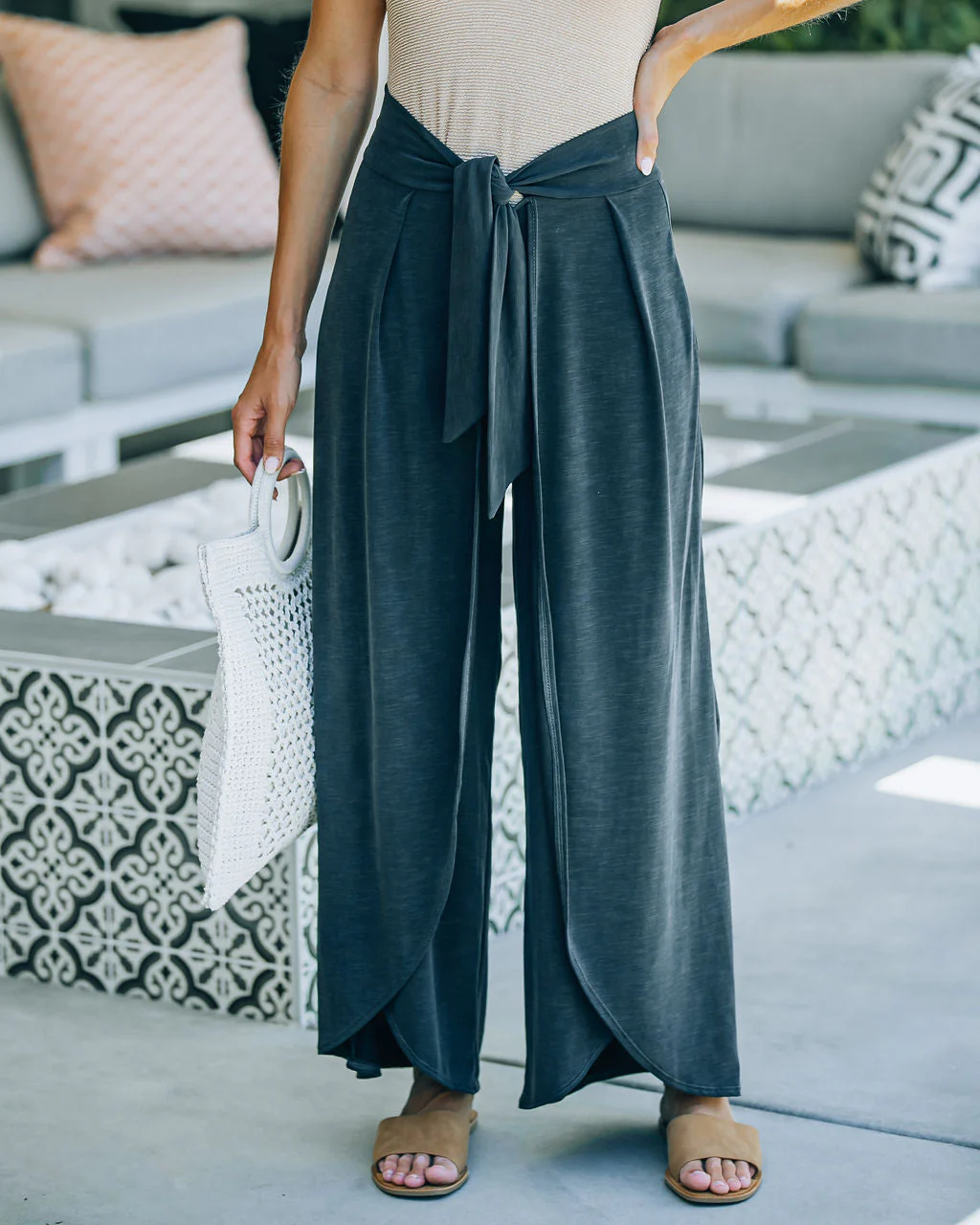 Grenada Tie Front Modal Blend Pants - Image 2