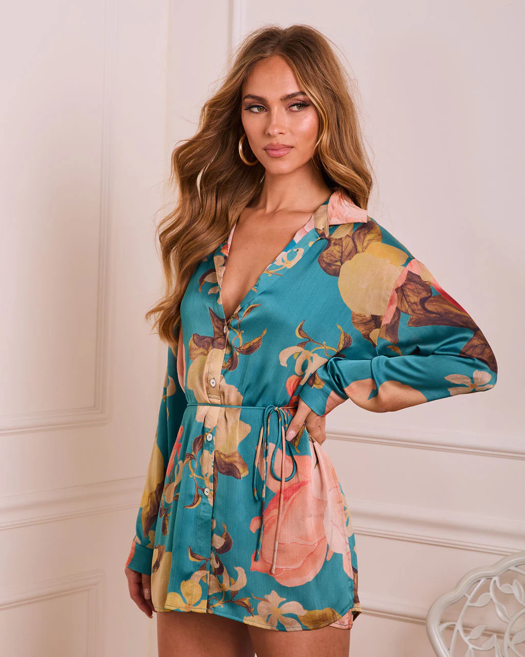 Grinnell Printed Satin Romper - Image 9
