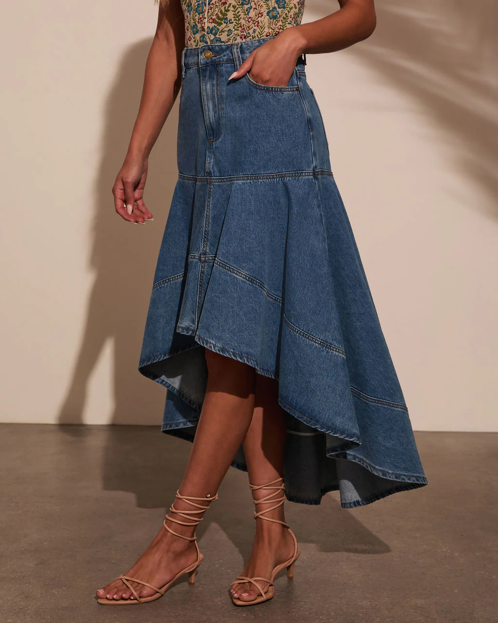 Grizelle High Low Denim Maxi Skirt - Image 3