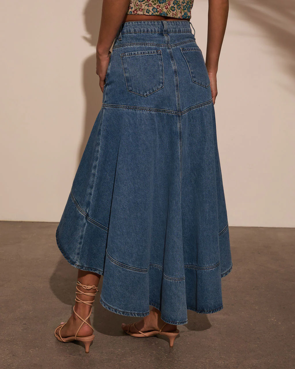 Grizelle High Low Denim Maxi Skirt - Image 4
