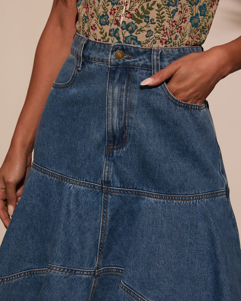 Grizelle High Low Denim Maxi Skirt - Image 6