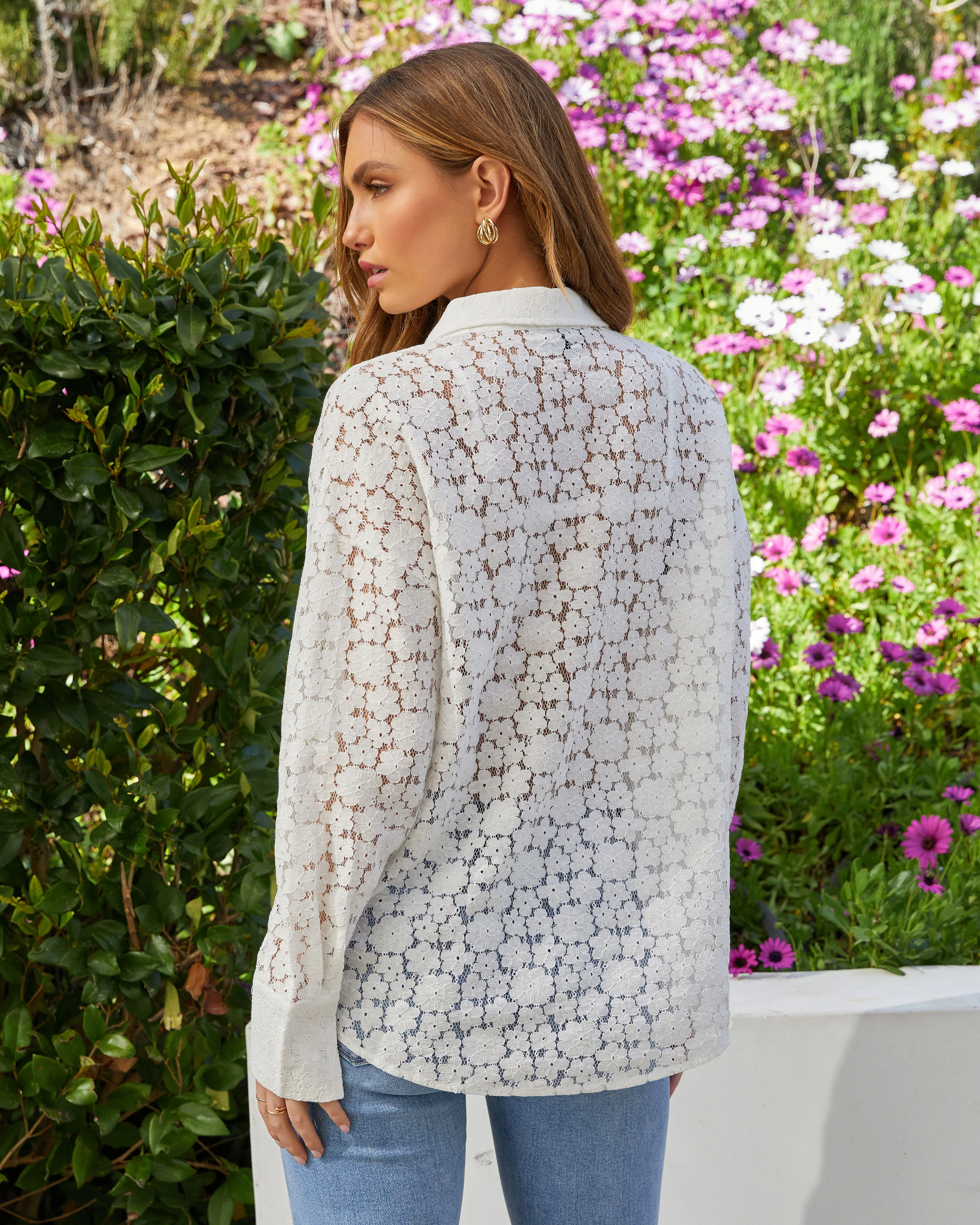 Gwen Floral Lace Button Down Shirt - Image 11