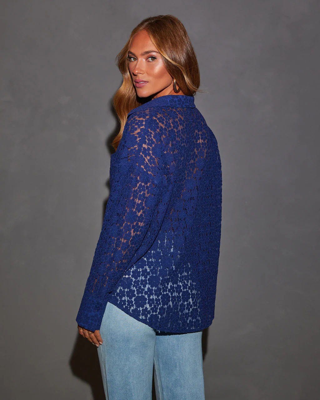 Gwen Floral Lace Button Down Shirt - Image 4