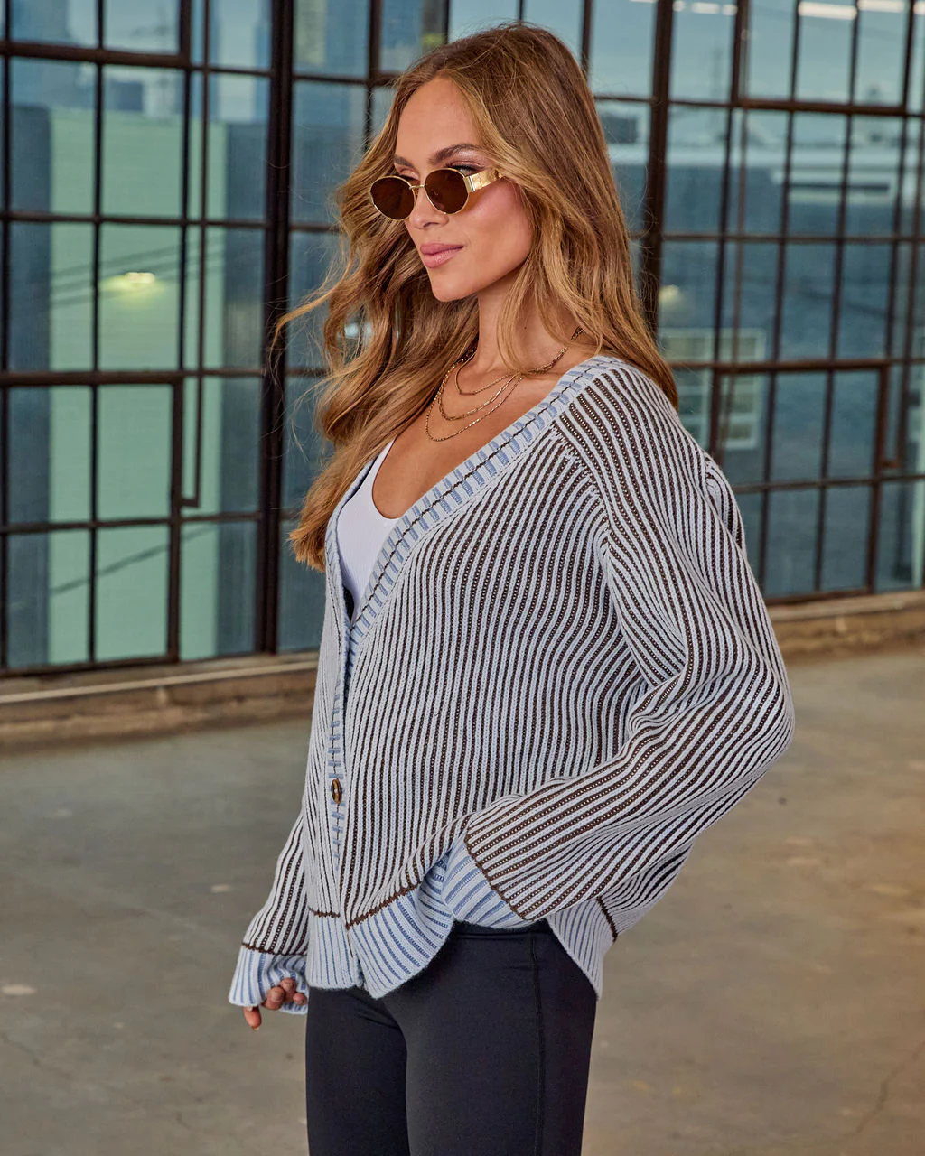Hamina Ribbed Knit Contrast Trim Cardigan - Image 3