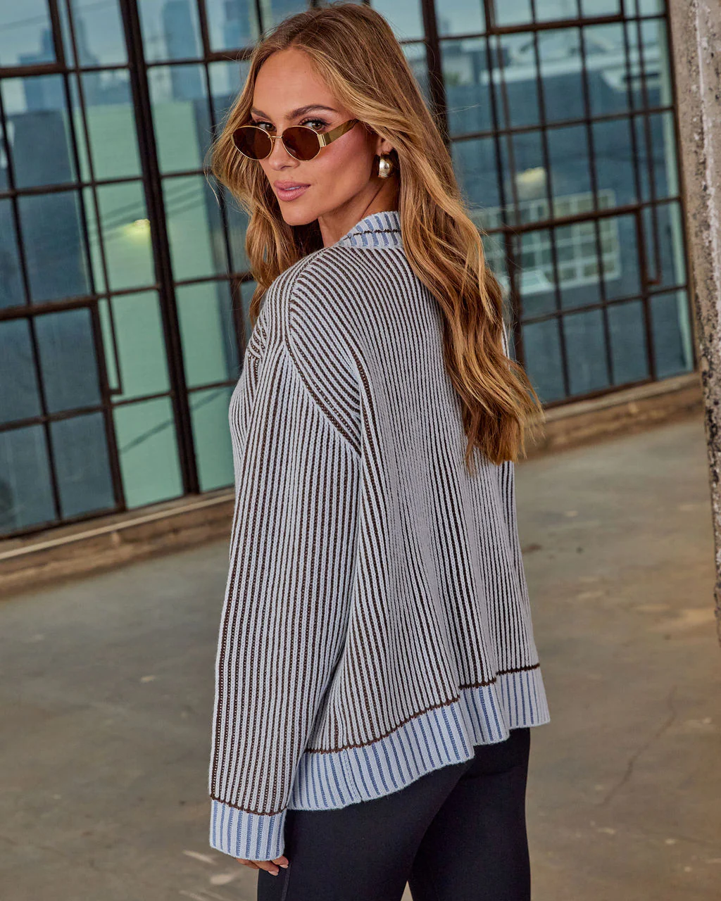 Hamina Ribbed Knit Contrast Trim Cardigan - Image 4