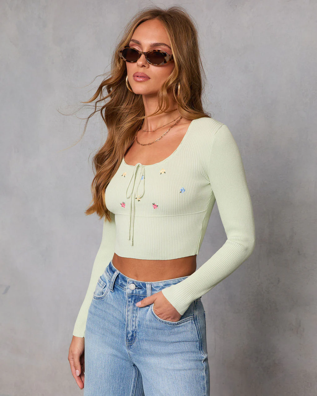 Happy Bloom Bust Tie Embroidered Top - Image 3