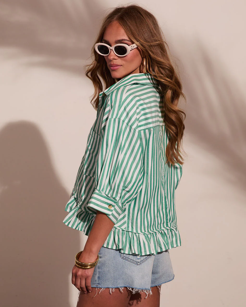 Harbor Honey Striped Cotton Button Down Top - Image 4