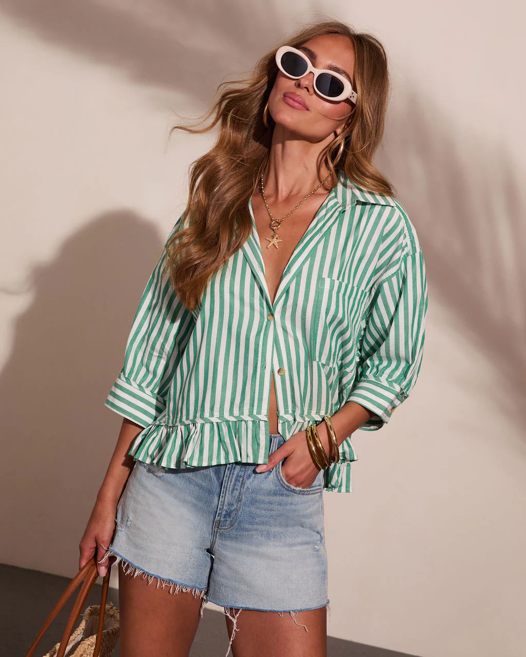 Harbor Honey Striped Cotton Button Down Top - Image 5