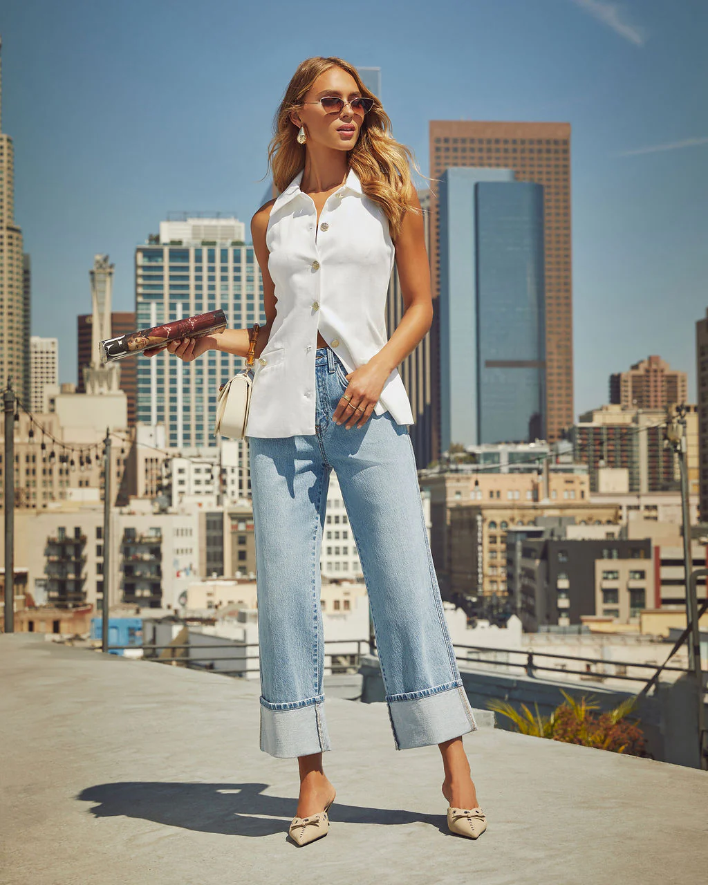 Harden Stretch High Rise Straight Leg Cropped Jeans - Image 2