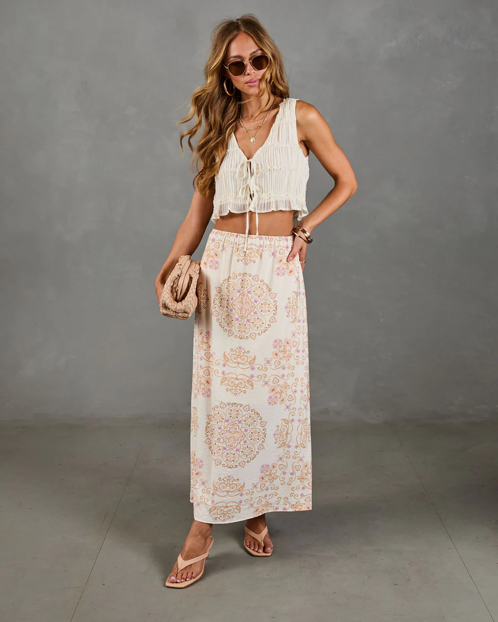 Hardin Abstract Mandala Print Maxi Skirt