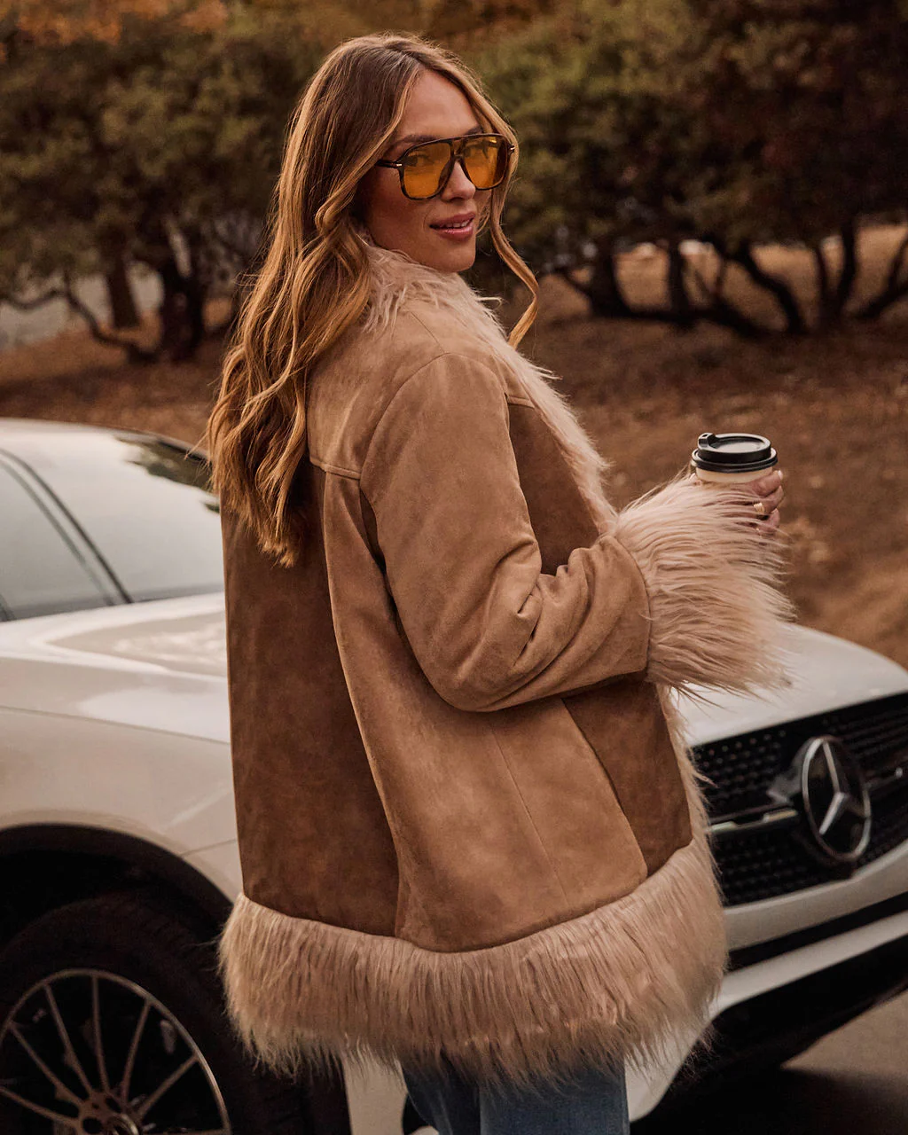 Harley Suede Faux Fur Trim Jacket - Image 4