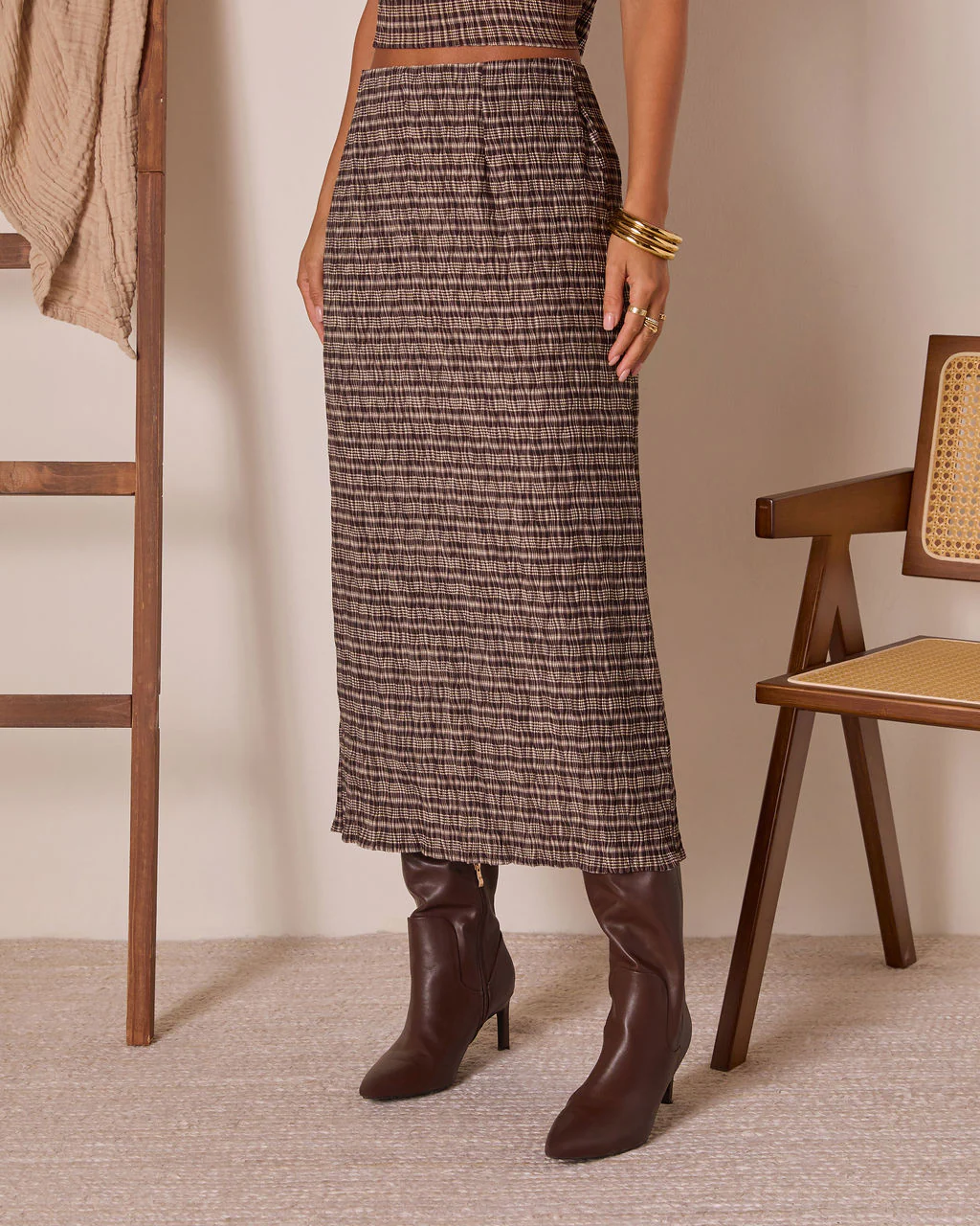 Haylow Plaid Midi Skirt - Image 3