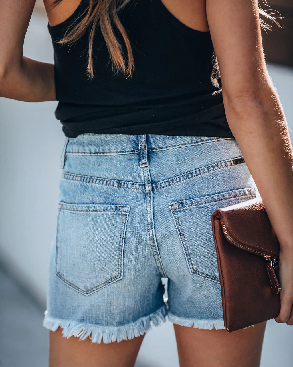 Hazel High Rise Distressed Denim Shorts - Image 2