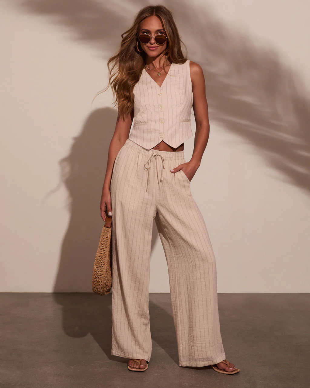 Hazel Pinstripe Wide Leg Pants - Image 2