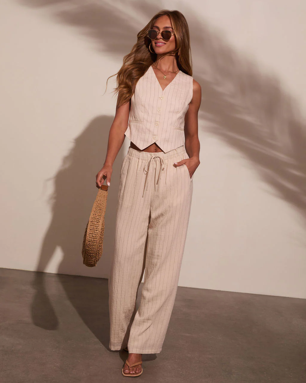 Hazel Pinstripe Wide Leg Pants - Image 5