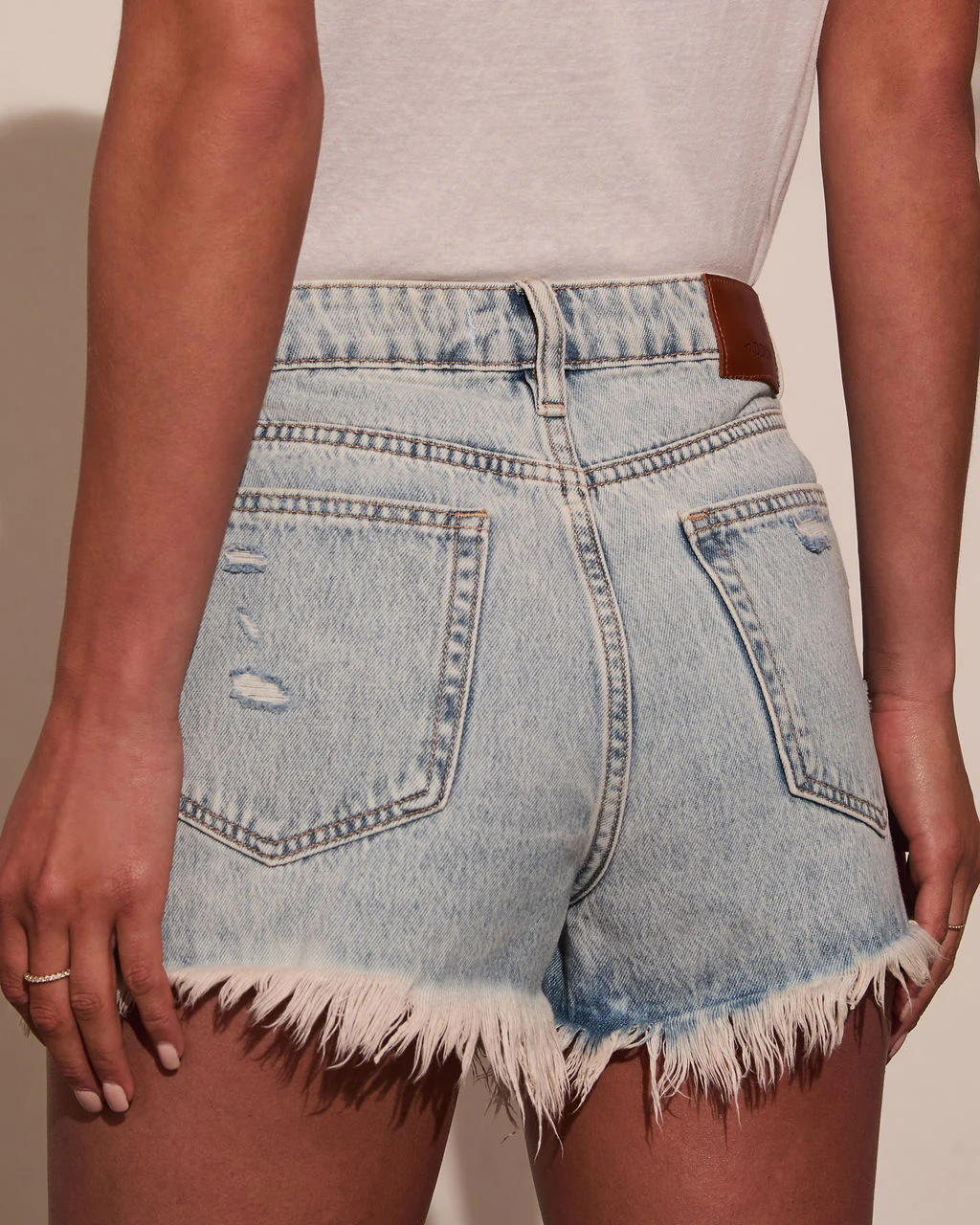 Heather High Rise Cut Off Denim Shorts - Image 4