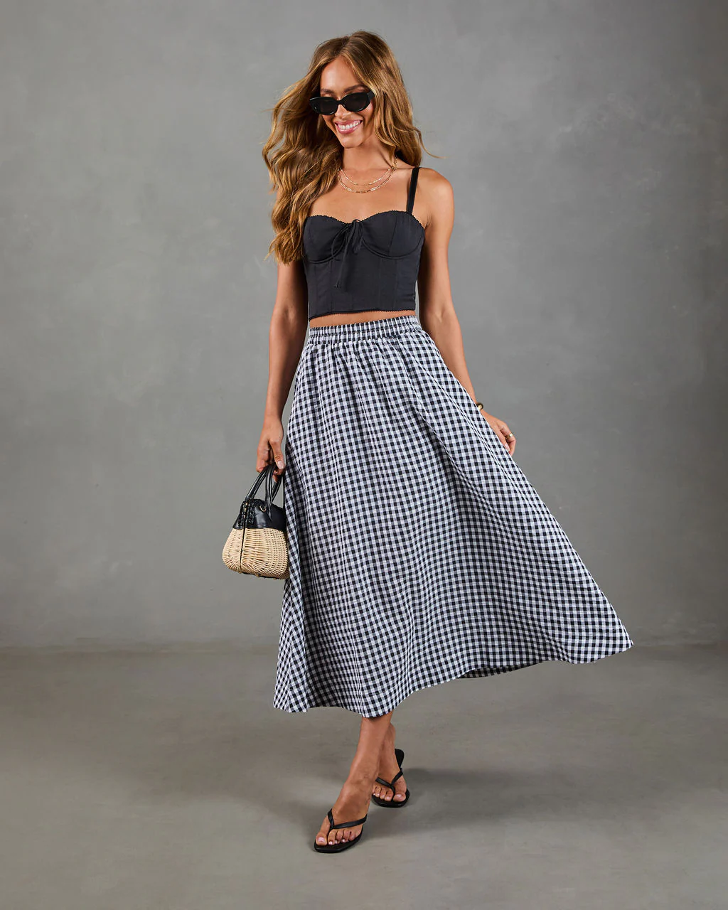 Heritage Club Gingham Print Midi Skirt - Image 5