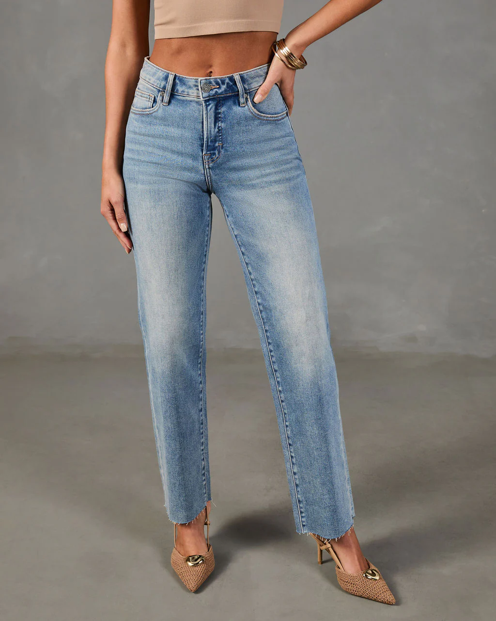 Heritage Frame Super Stretch Mid Rise Straight Leg Jeans - Image 2