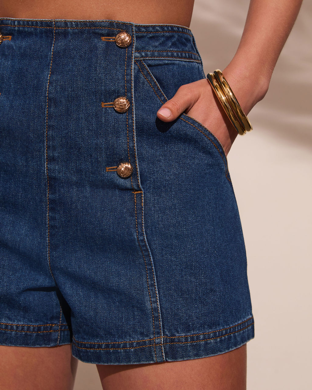 Heritage Hues High Rise Sailor Denim Shorts - Image 12