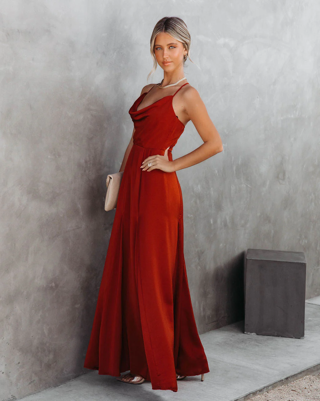 Hey Bella Satin Cowl Neck Maxi Dress - Image 6