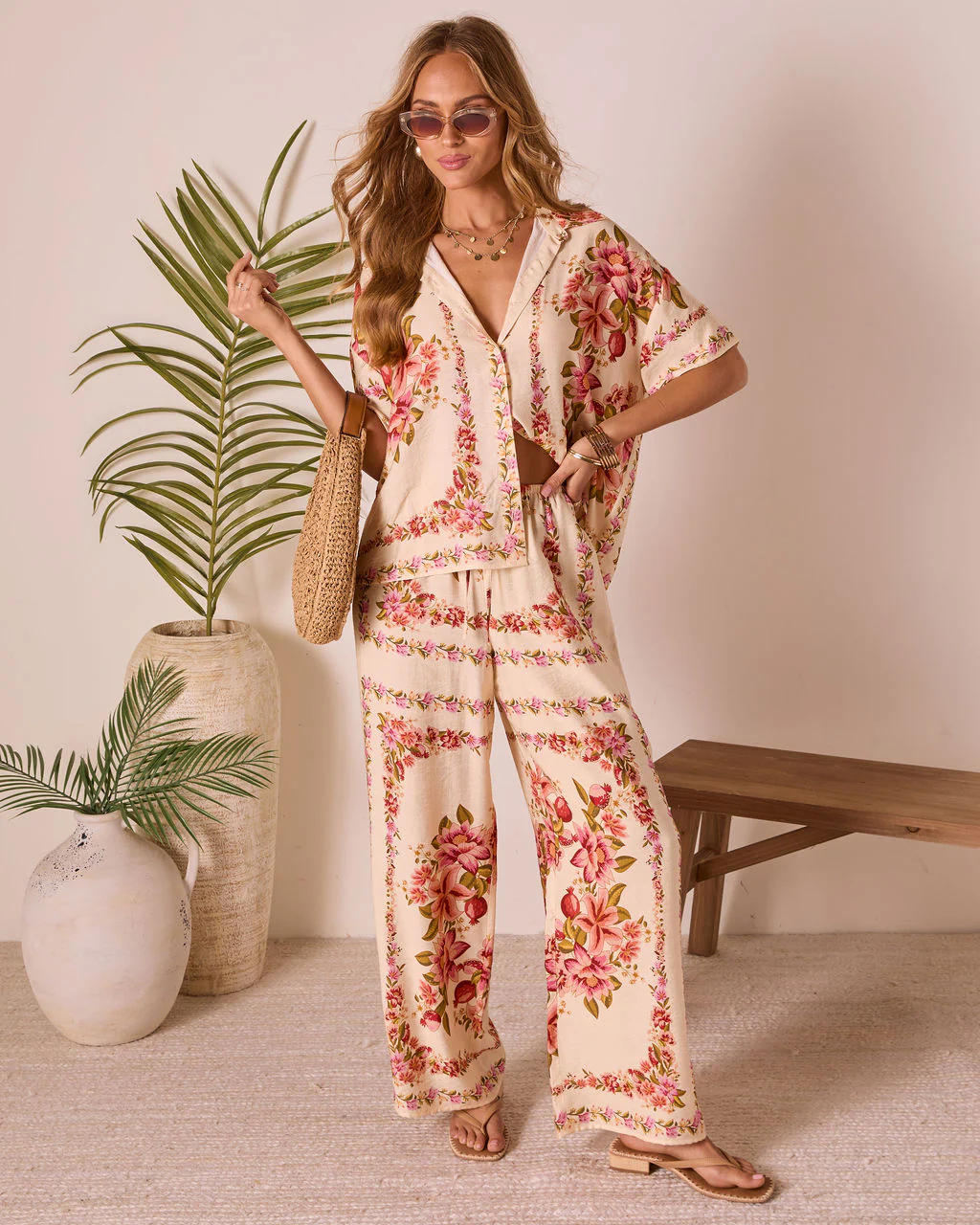 Hibiscus Haze Abstract Printed Button Up Top - Image 2