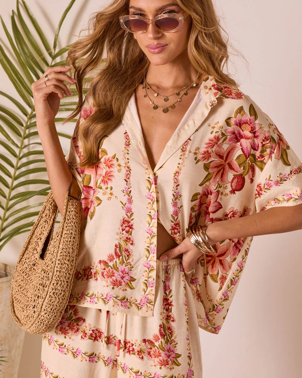 Hibiscus Haze Abstract Printed Button Up Top - Image 5