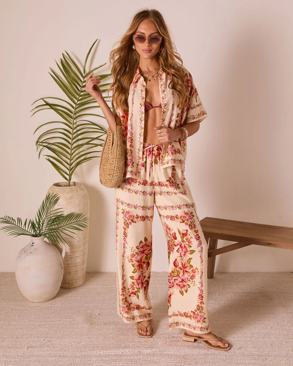 Hibiscus Haze Abstract Printed Button Up Top - Image 6