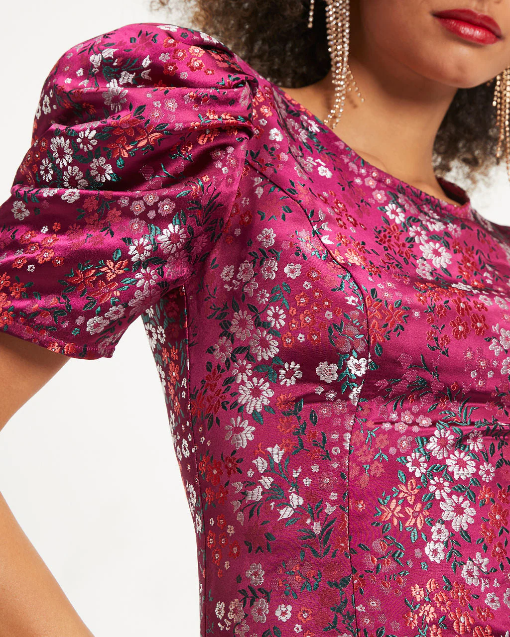 Hidden Gem Floral Puff Sleeve Mini Dress - Image 2