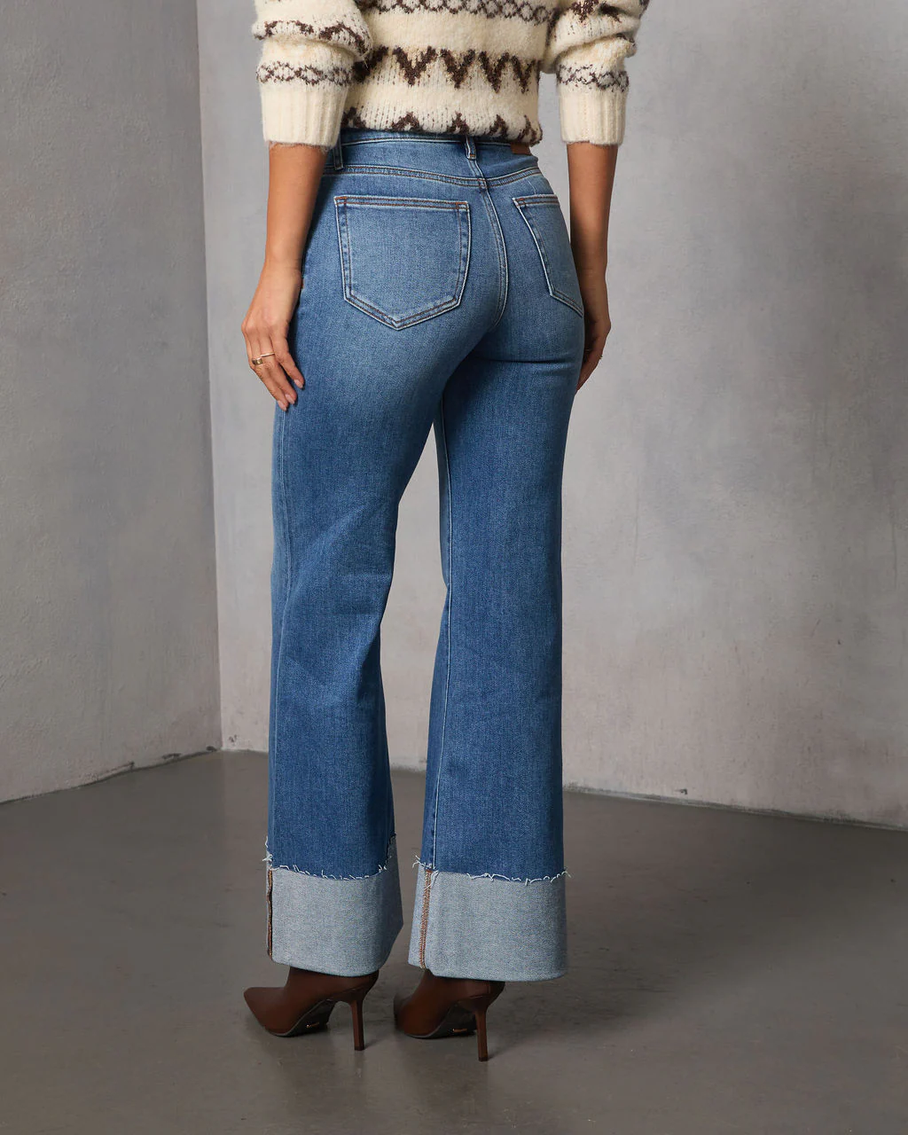 Jessina Cuffed Super Stretch Flare Jeans - Image 4