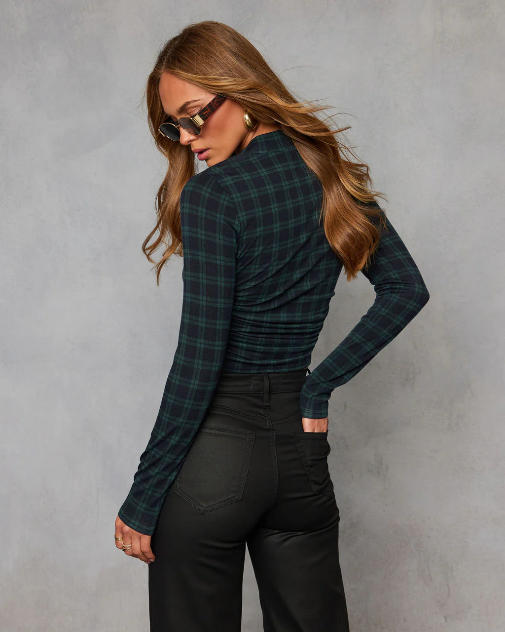 Highland Grove Plaid Mock Neck Top - Image 4
