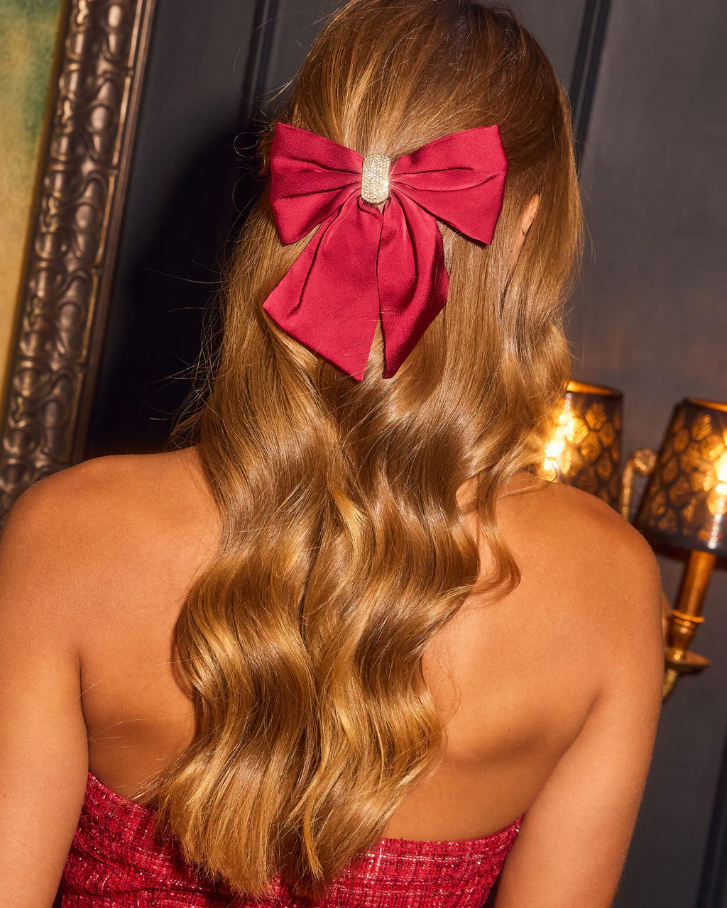 Holiday Honey Satin Bow Hair Barrette - Image 3
