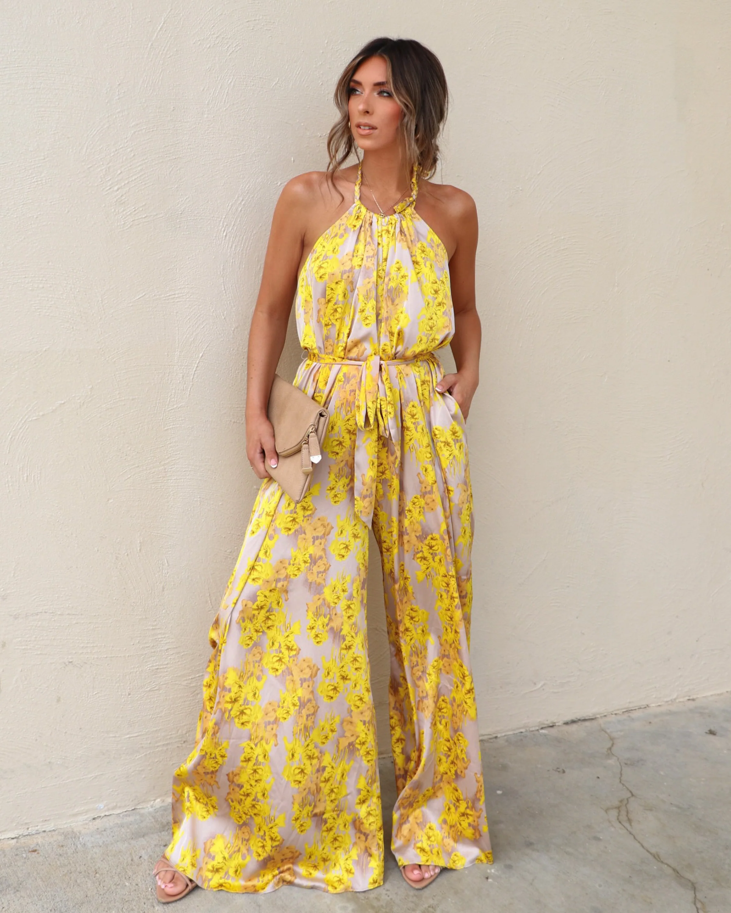 Holtz Satin Printed Halter Jumpsuit - Image 13