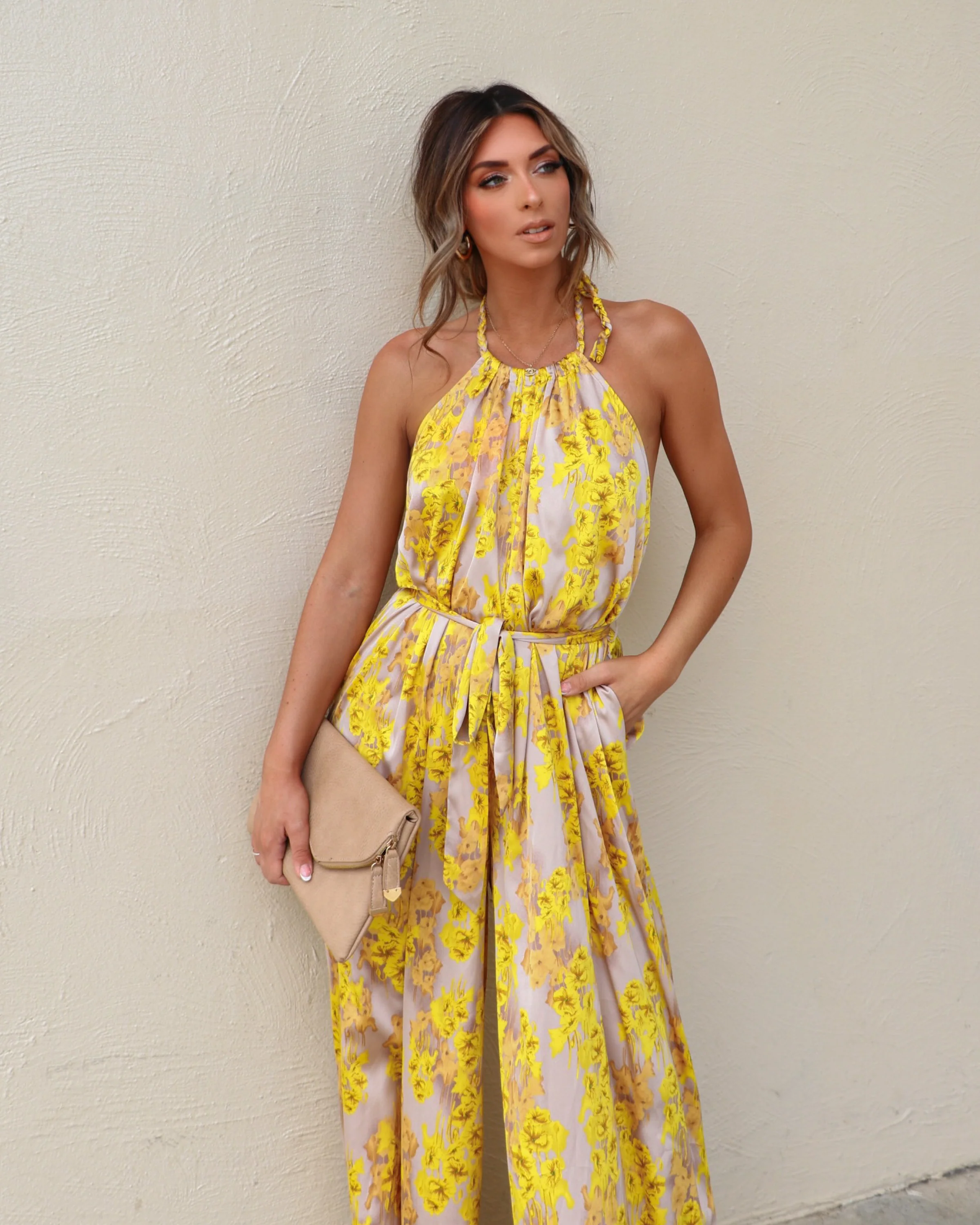 Holtz Satin Printed Halter Jumpsuit - Image 14