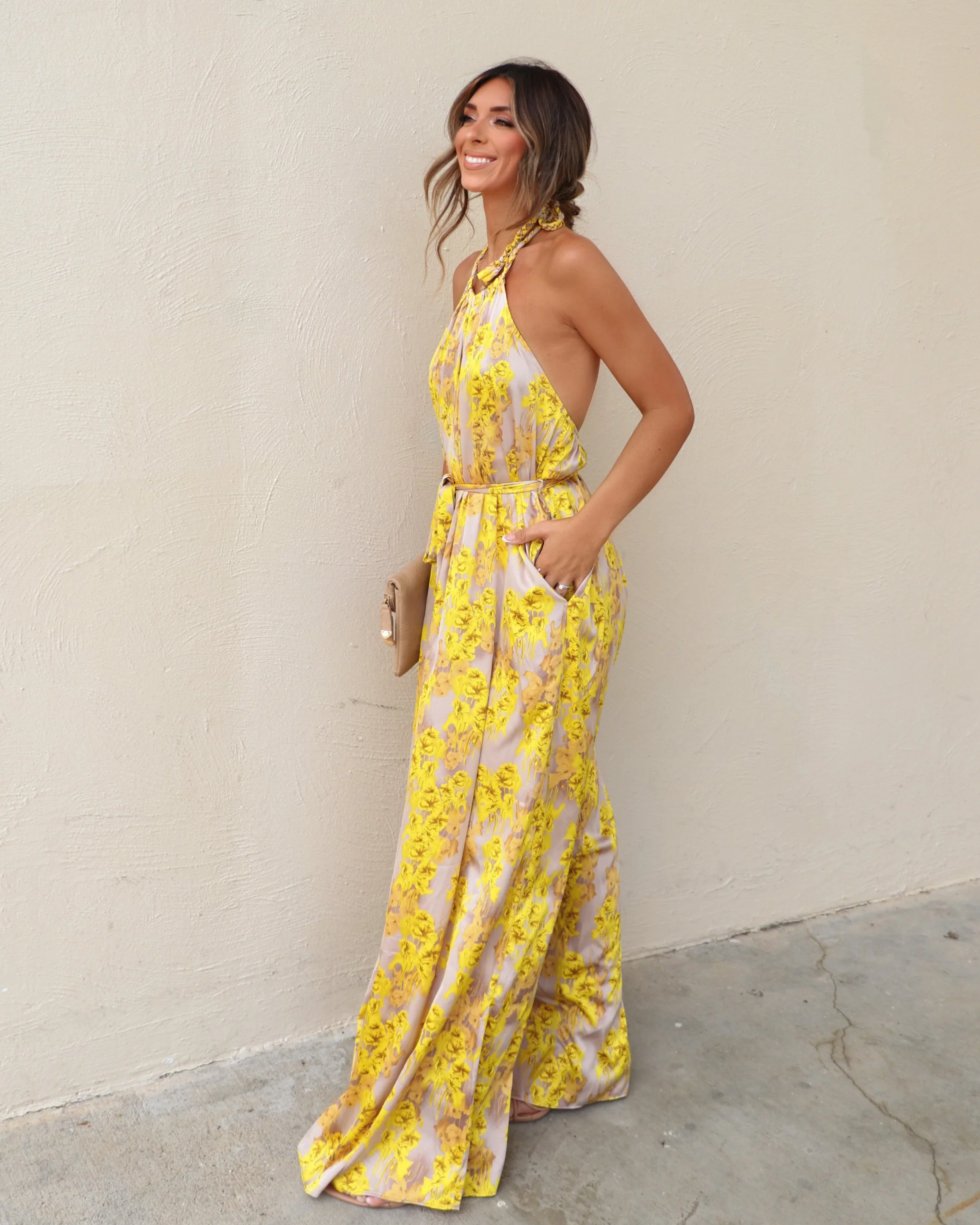 Holtz Satin Printed Halter Jumpsuit - Image 15