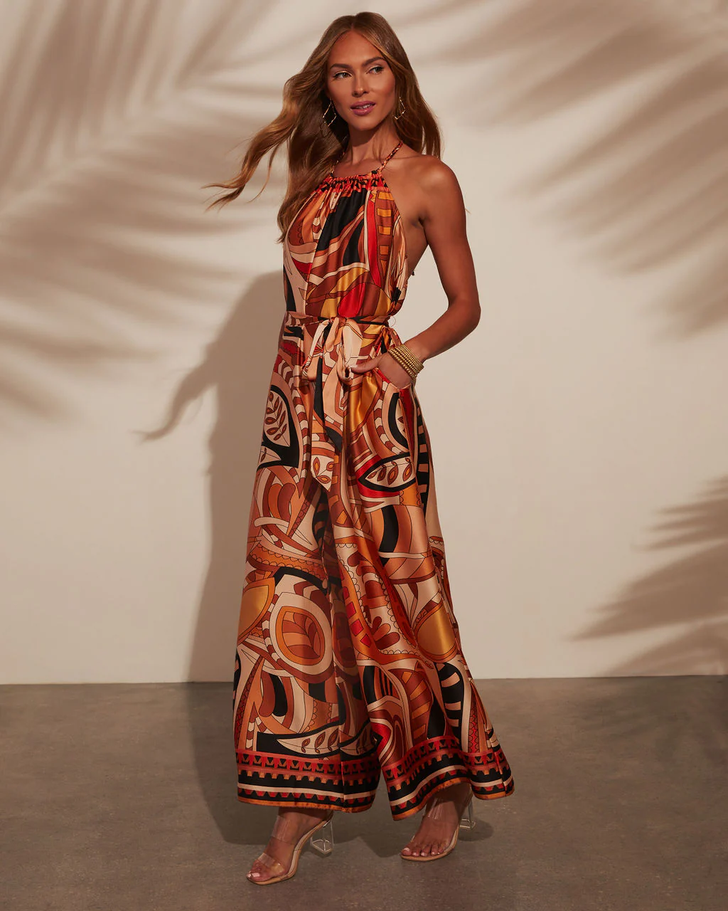 Holtz Satin Printed Halter Jumpsuit - Image 18