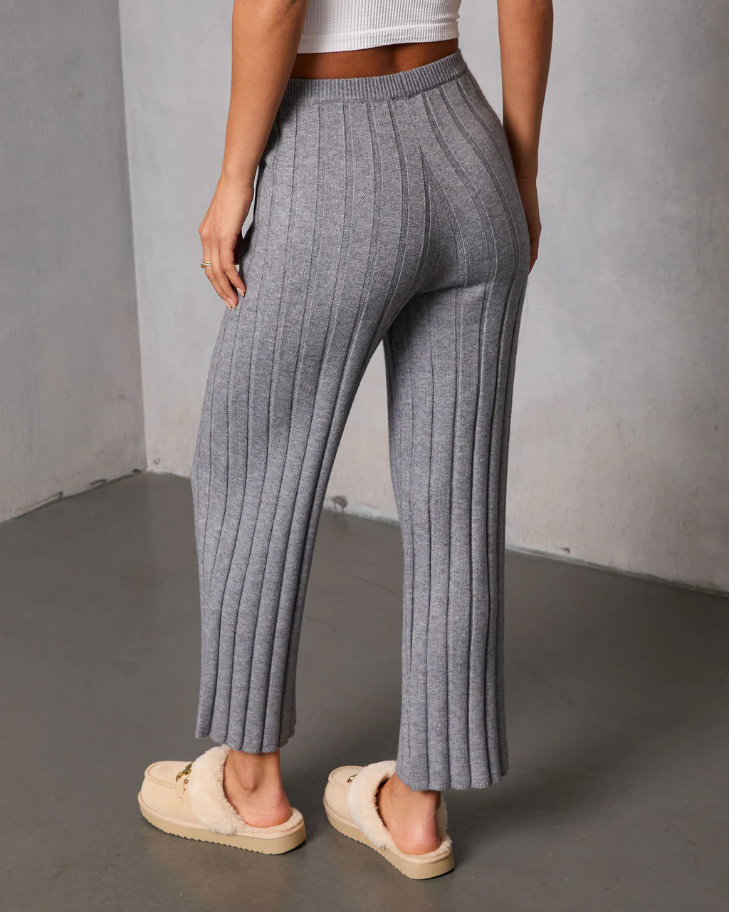 Homebody Hour Ribbed Knit Flare Leg Pants - Image 10