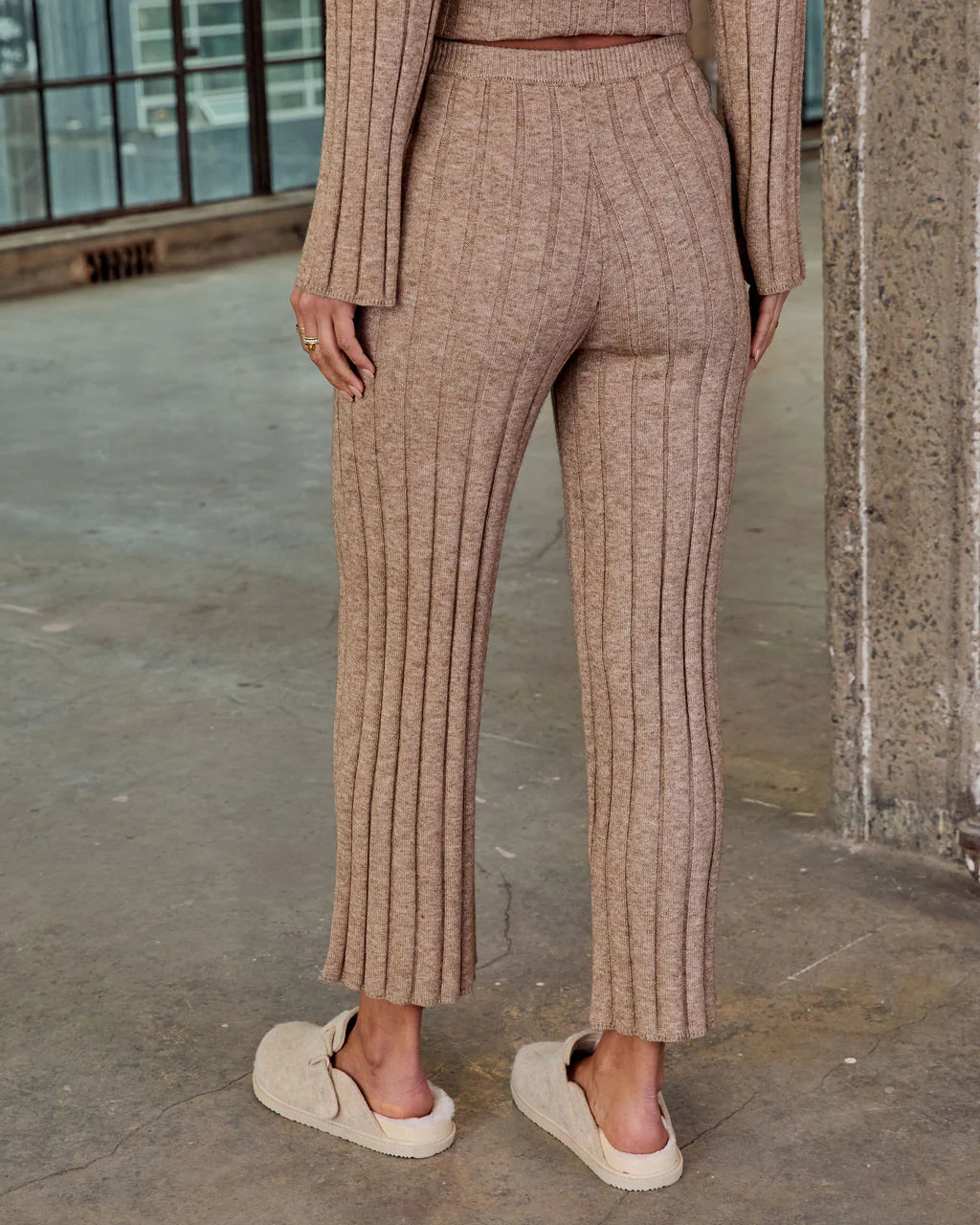 Homebody Hour Ribbed Knit Flare Leg Pants - Image 4