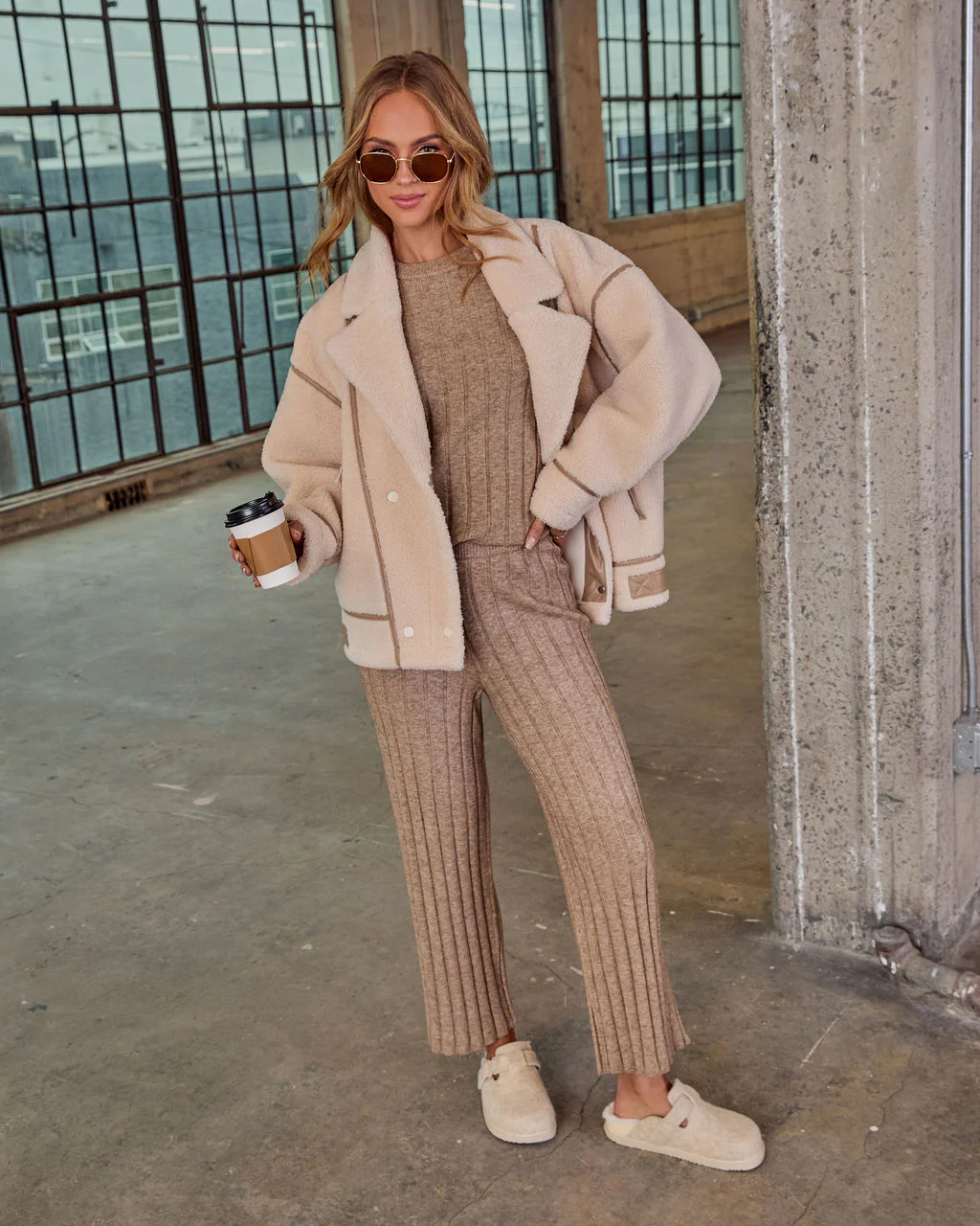 Homebody Hour Ribbed Knit Flare Leg Pants - Image 5