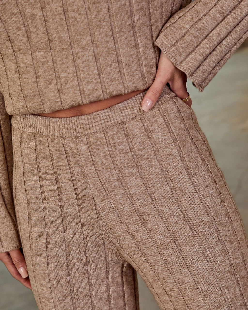 Homebody Hour Ribbed Knit Flare Leg Pants - Image 6