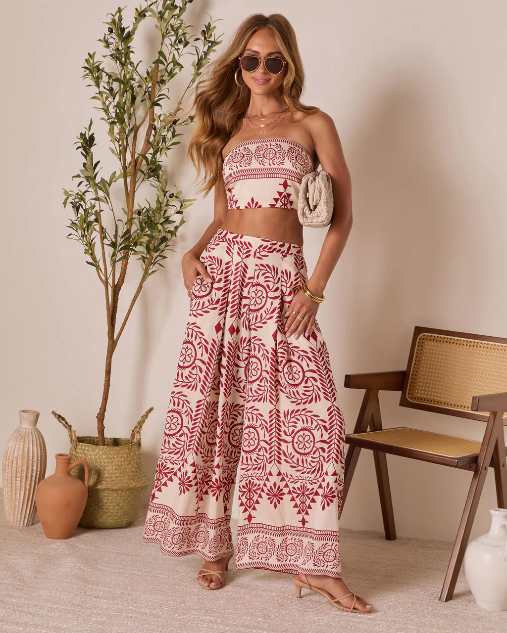Homestead Printed Strapless Crop Top - Image 2